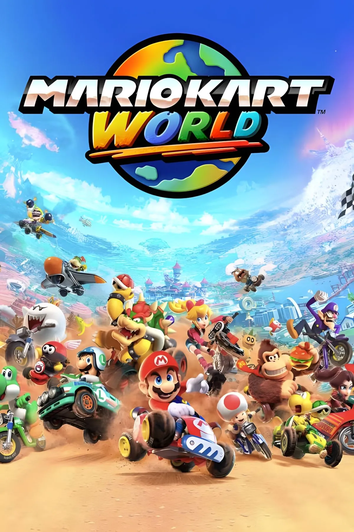 Bìa nghệ thuật game Mario Kart World, tựa game ra mắt cùng Nintendo Switch 2