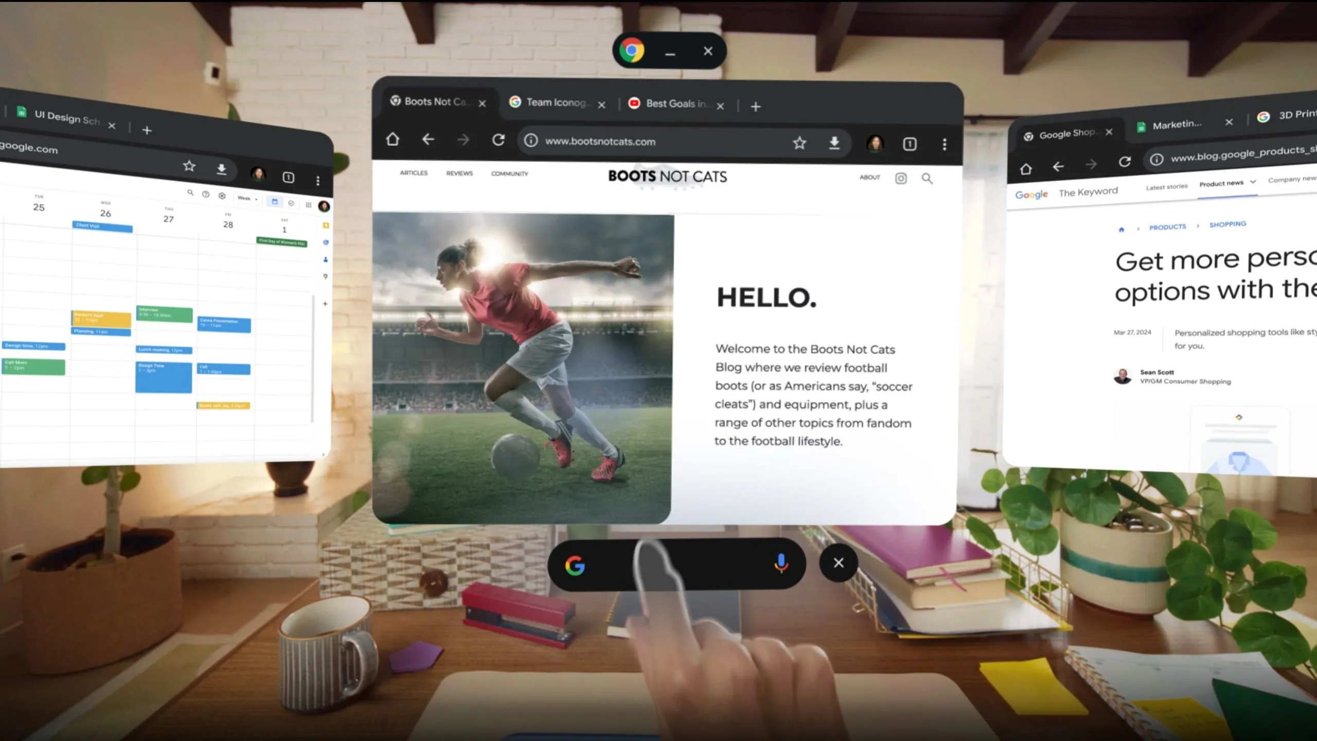 Biểu tượng Android XR của Google hiển thị trên màn hình