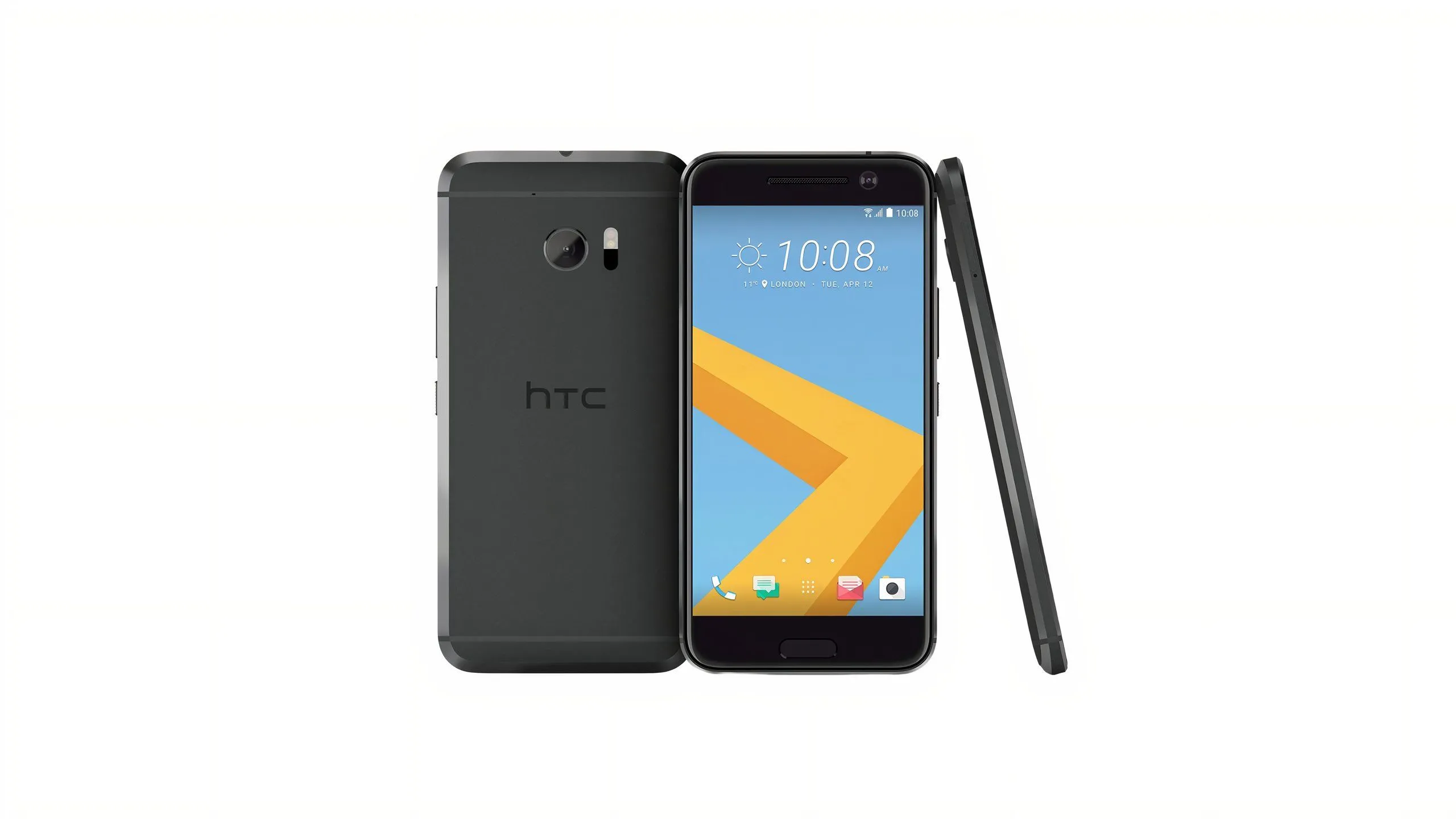 Điện thoại HTC 10 với logo và cạnh vát đặc trưng