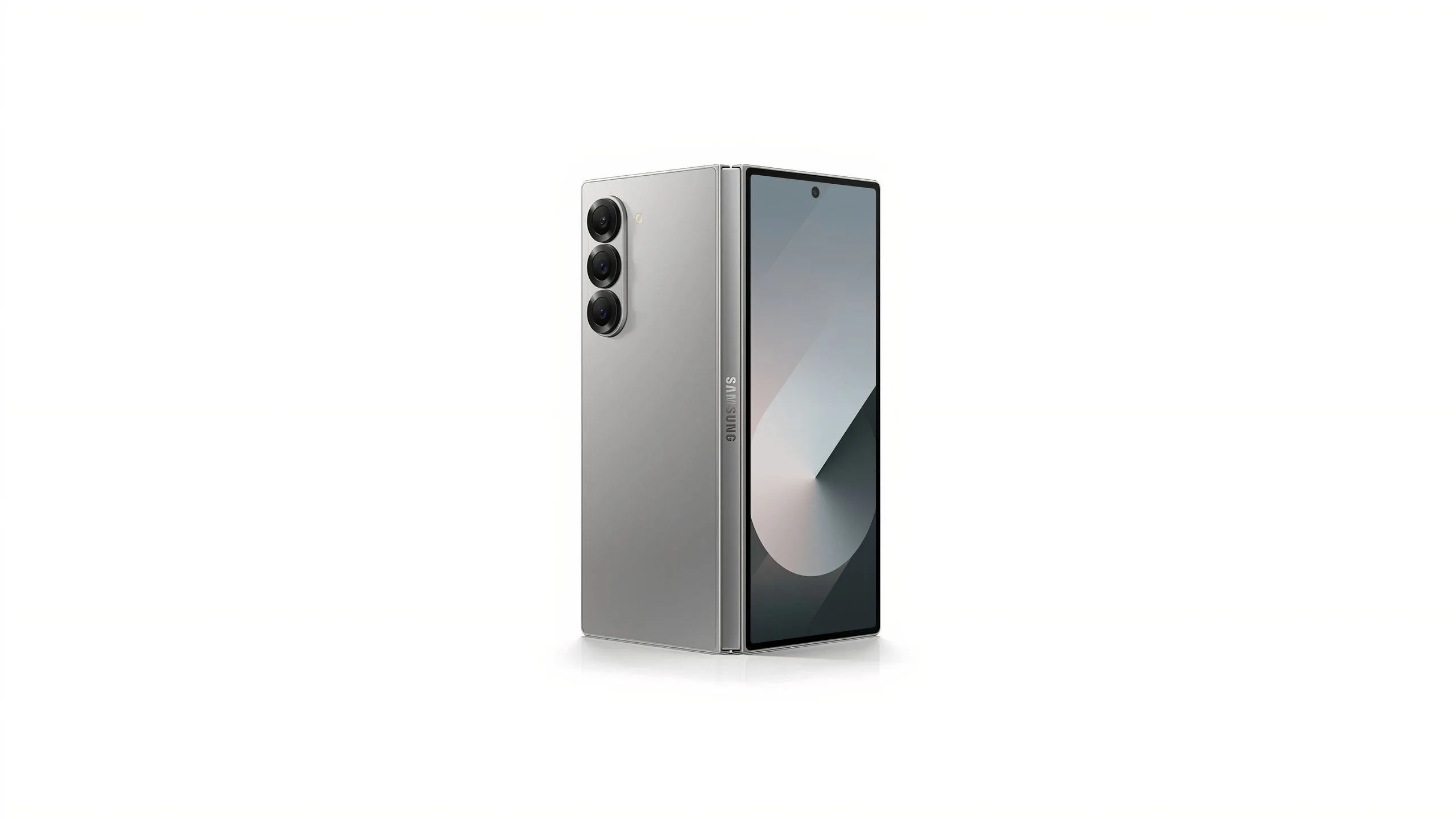 Dòng chữ 'Samsung Galaxy Z Fold6' trên màn hình điện thoại gập