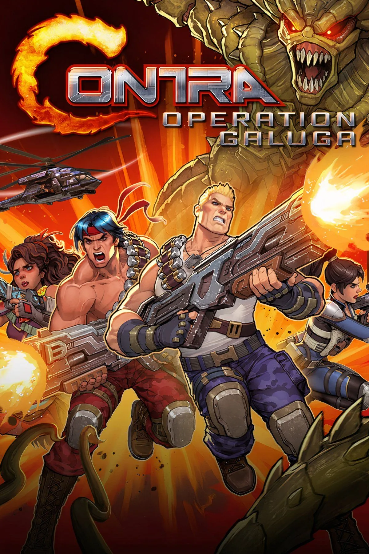 Hình ảnh cắt ghép từ game Contra 3: The Alien Wars, minh họa đồ họa và lối chơi của tựa game hành động kinh điển trên hệ máy SNES