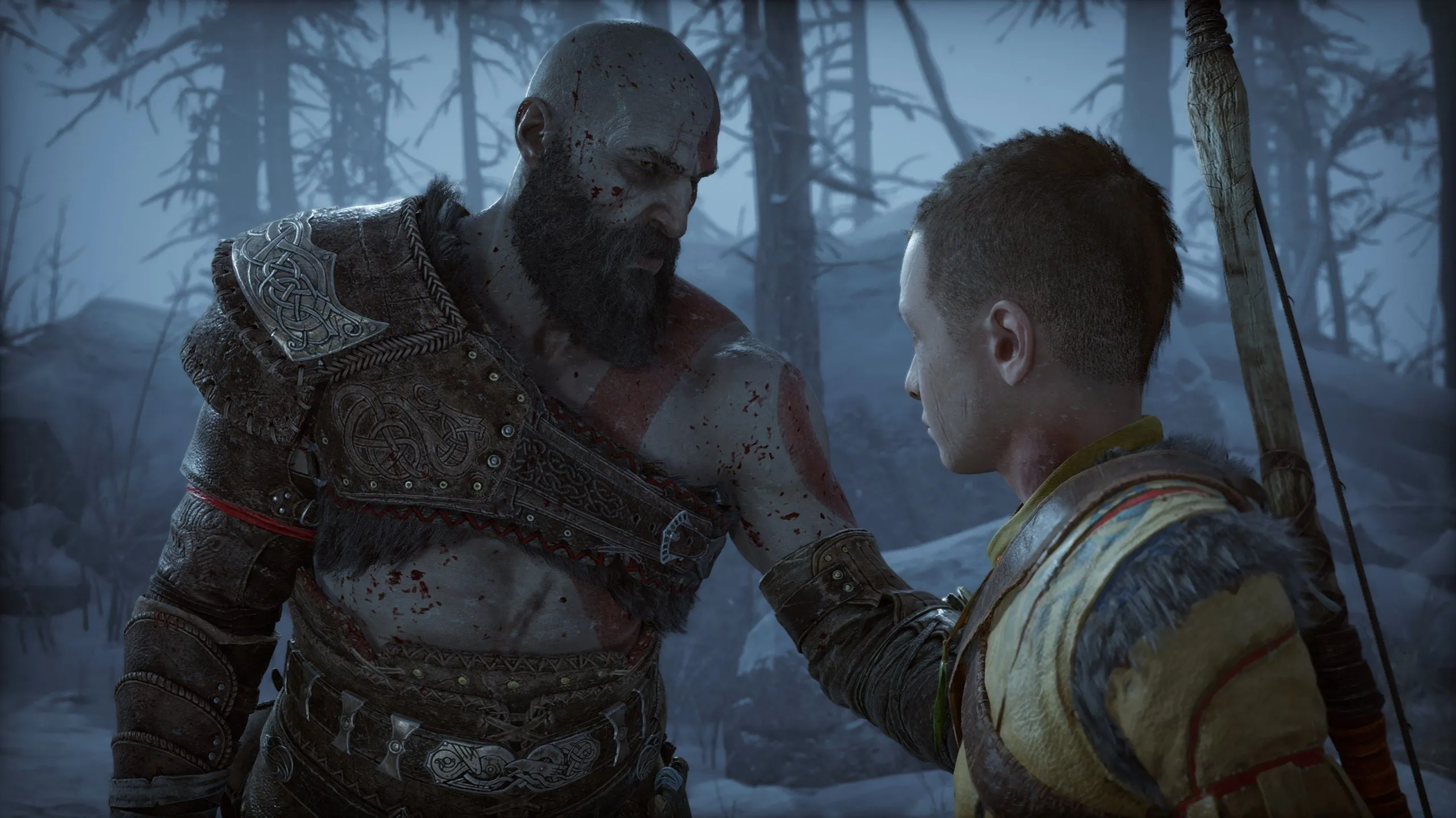 Hình ảnh Kratos và Atreus trong God of War Ragnarök, tựa game PS5 đỉnh cao trên PS Plus Premium.