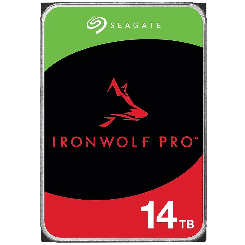 Hình ảnh ổ cứng Seagate IronWolf Pro 14TB, dòng chuyên dụng cho hệ thống NAS với độ bền và hiệu suất cao
