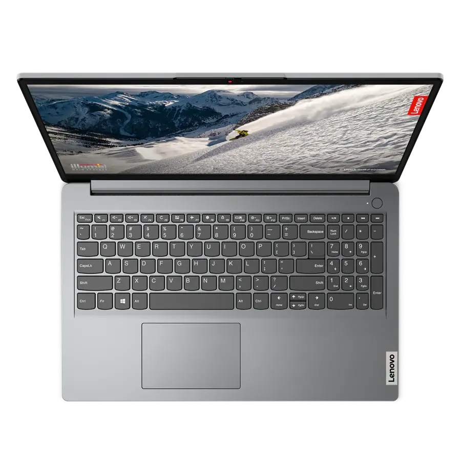 Laptop Lenovo IdeaPad 1i màu Storm Grey nhìn từ trên xuống với màn hình mở
