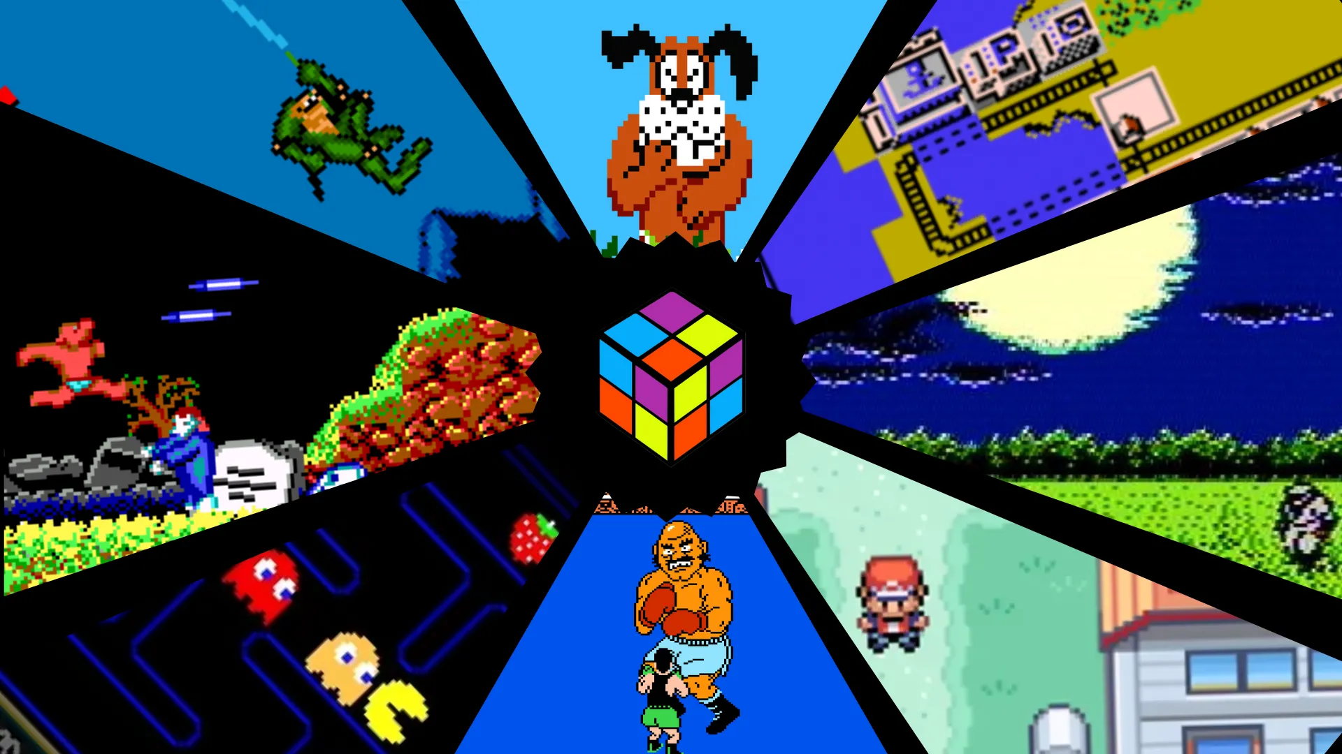 Logo phần mềm LaunchBox cùng nhiều biểu tượng game cổ điển ở hậu cảnh, thể hiện việc sử dụng giao diện để quản lý và chơi game giả lập từ các hệ máy cũ