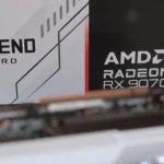 Vỏ hộp card đồ họa ASRock Radeon RX 9070 XT Steel Legend, một mẫu GPU AMD dòng RX 90 series