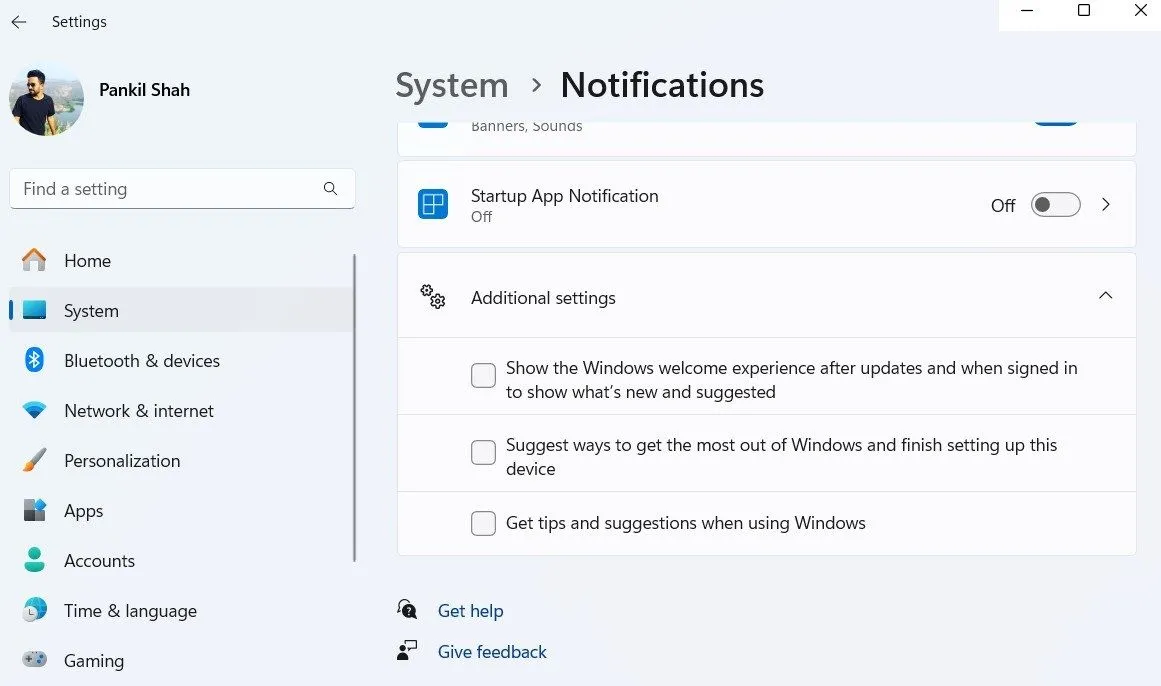 Cài đặt cảnh báo mẹo và đề xuất của Windows
