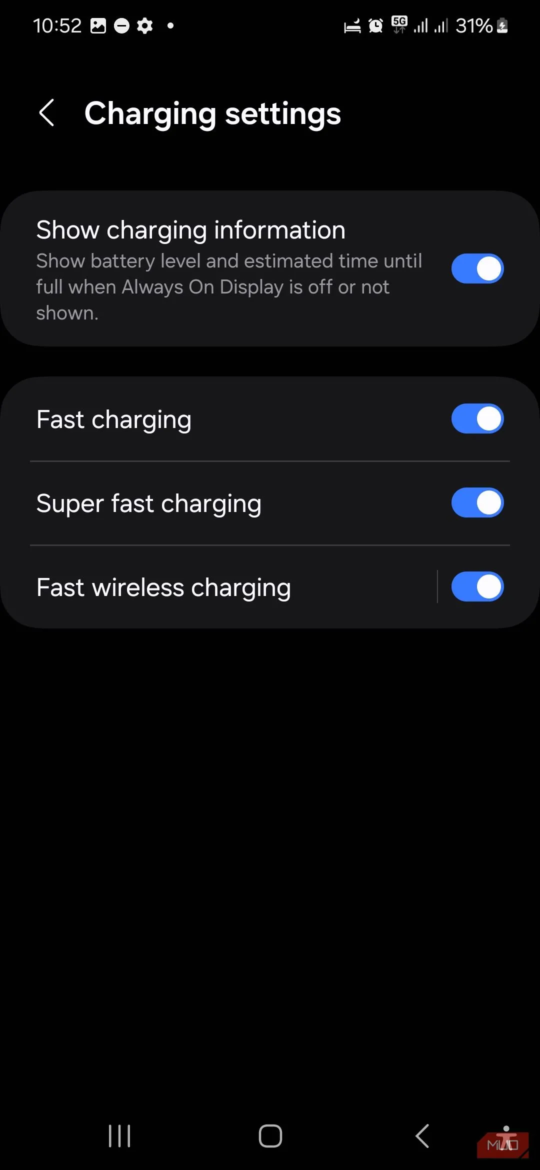 Cài đặt Sạc nhanh và Sạc siêu nhanh trong mục Chăm sóc thiết bị trên điện thoại Samsung