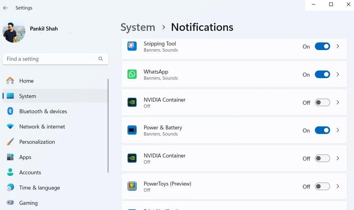 Cài đặt thông báo cho ứng dụng cụ thể trên Windows 11