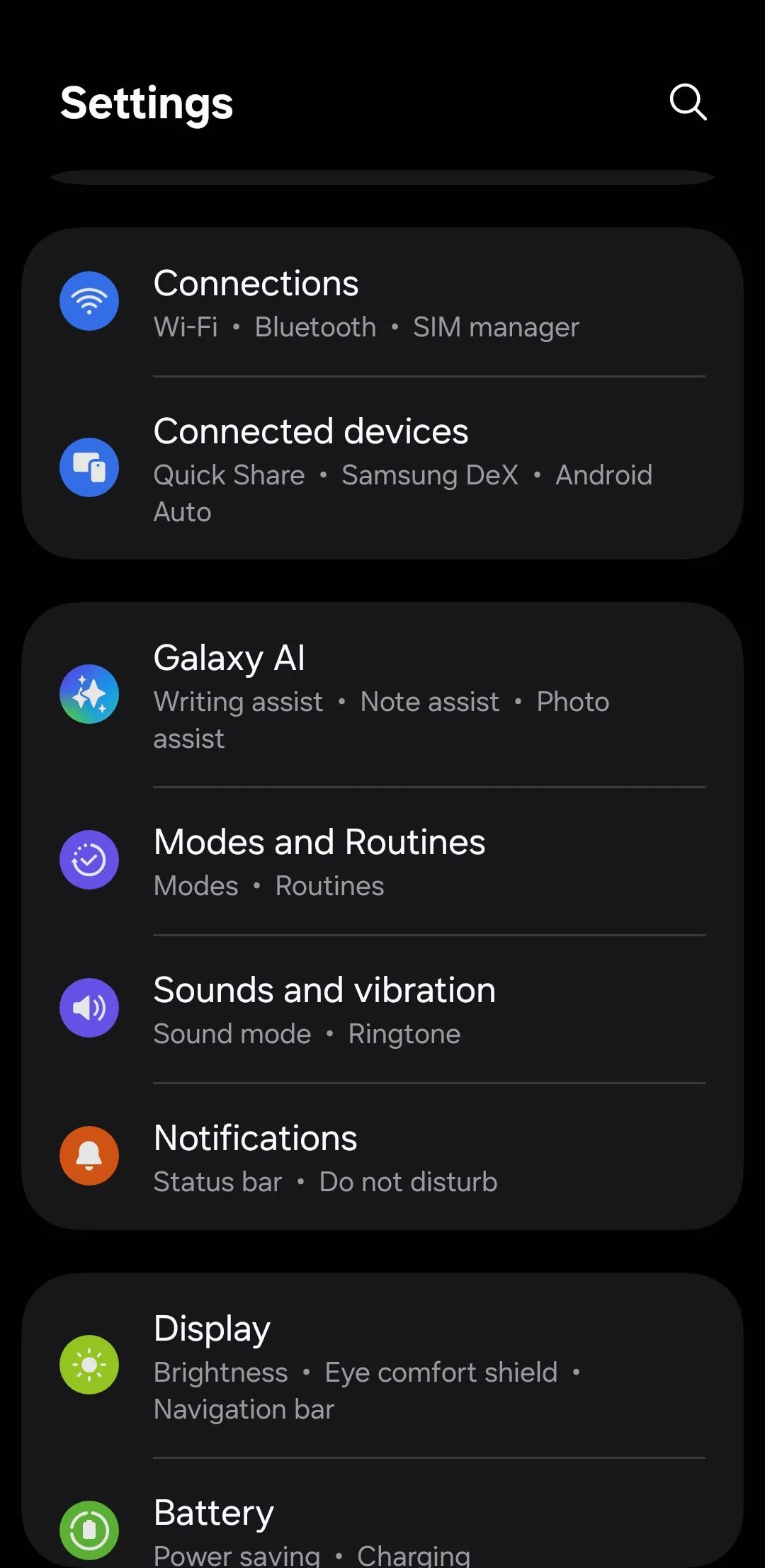 Cài đặt trên điện thoại Samsung