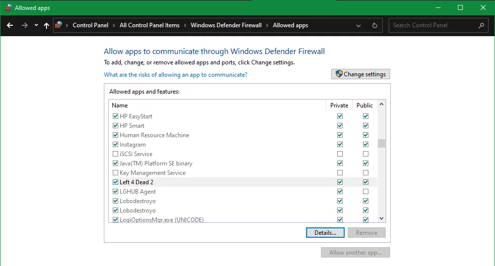 Cài đặt tường lửa Windows cho phép ứng dụng VPN