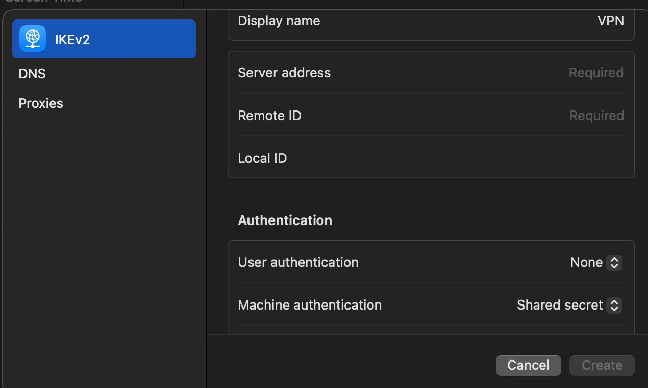 Cài đặt VPN thủ công trên macOS