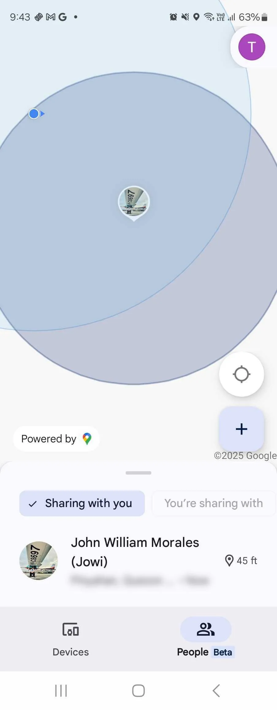 Danh sách những người đang chia sẻ vị trí của họ với bạn trên Google Find My Device