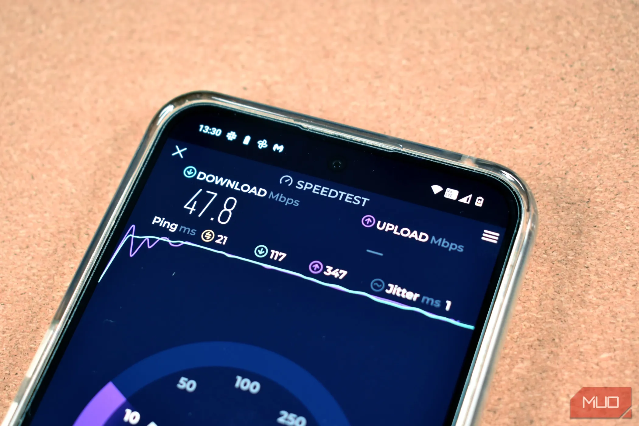 Kiểm tra tốc độ internet trên điện thoại thông minh bằng ứng dụng Ookla Speedtest, minh họa vấn đề mạng Wi-Fi chậm
