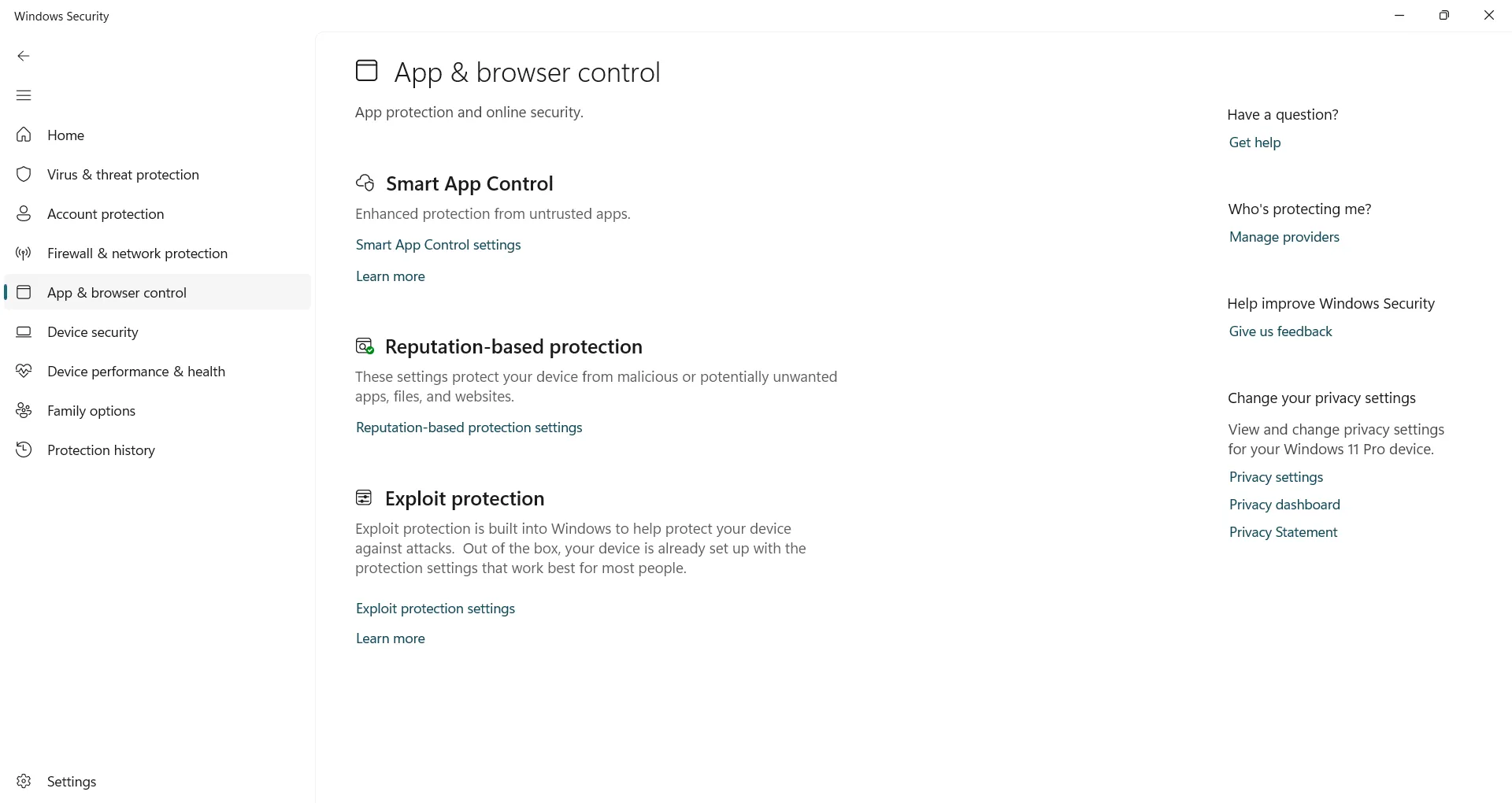 Mở cài đặt Bảo vệ chống khai thác (Exploit Protection) trong Windows Security