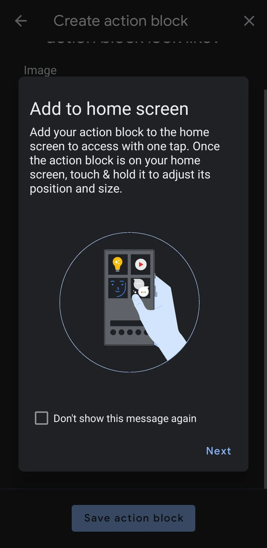 Thêm phím tắt Action Blocks ra màn hình chính Android