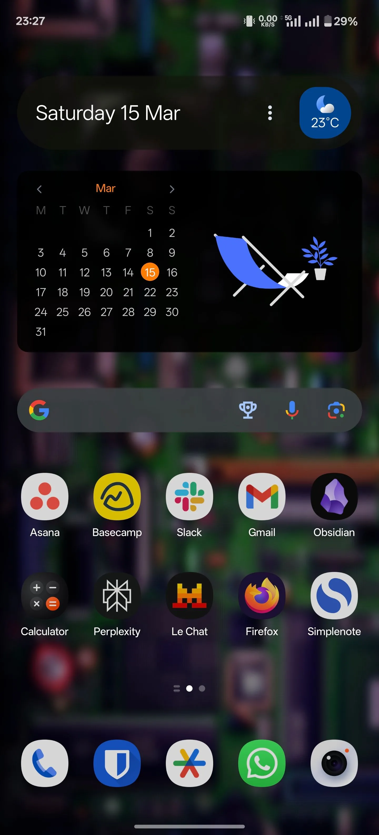 Tiện ích Google Tìm kiếm với nút phím tắt Thể thao trên điện thoại Android.