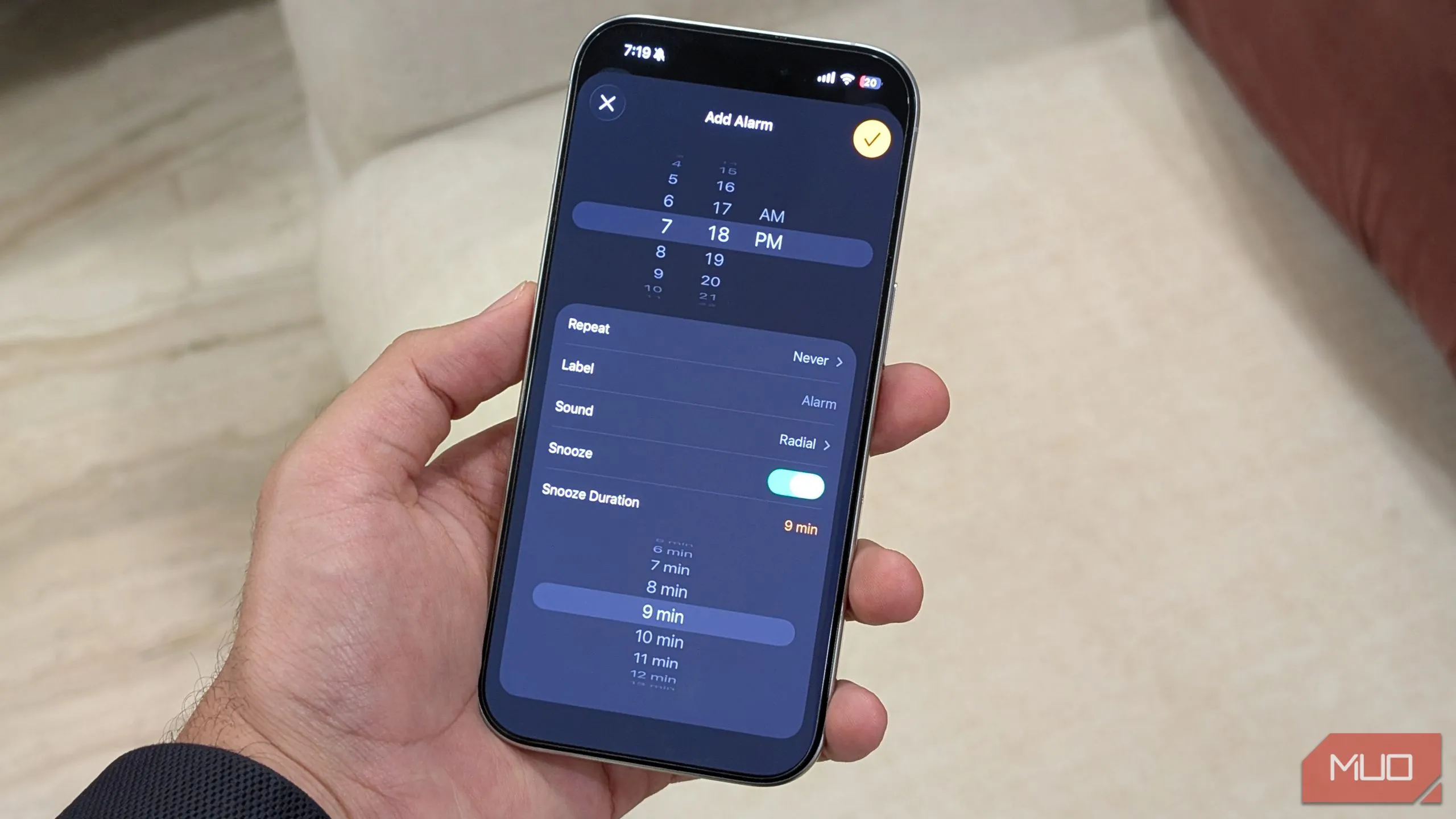 Tùy chỉnh thời gian báo lại (snooze) báo thức trên iOS 26