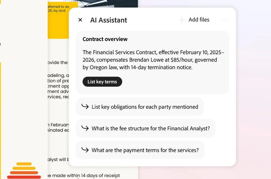 Adobe Acrobat AI đơn giản hóa thuật ngữ pháp lý phức tạp trong hợp đồng