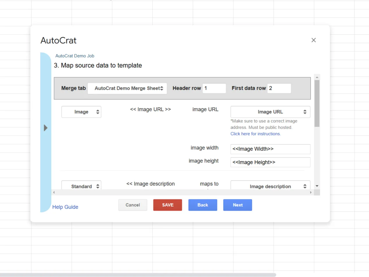 Autocrat tự động trích xuất dữ liệu từ Google Sheets vào mẫu tài liệu