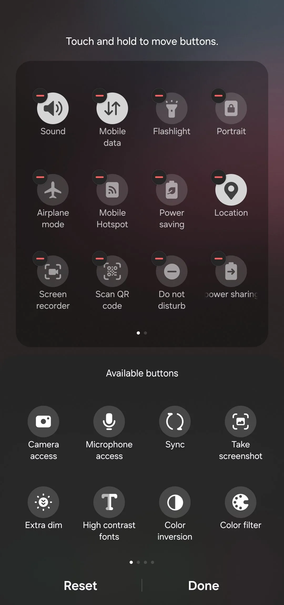 Bảng cài đặt nhanh (Quick Settings) trên Android ở chế độ chỉnh sửa