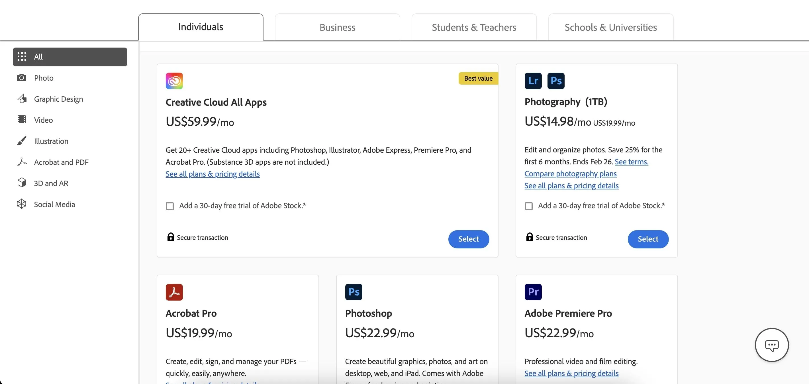 Biểu tượng các ứng dụng Adobe Creative Cloud, minh họa cho mô hình đăng ký phần mềm
