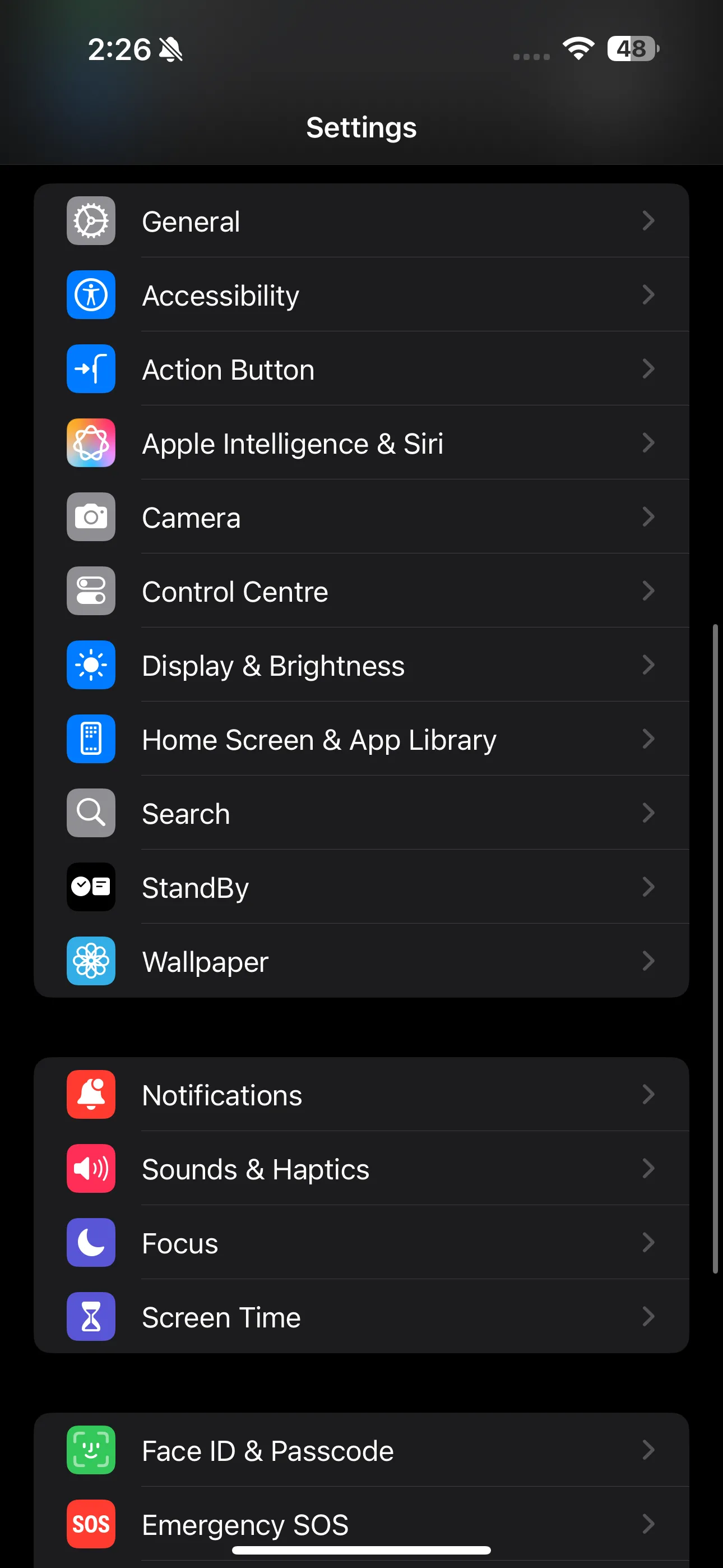 Biểu tượng ứng dụng Cài đặt (Settings) trên màn hình chính của iPhone, là bước đầu tiên để truy cập các tính năng quản lý thời gian sử dụng như Screen Time và Downtime.