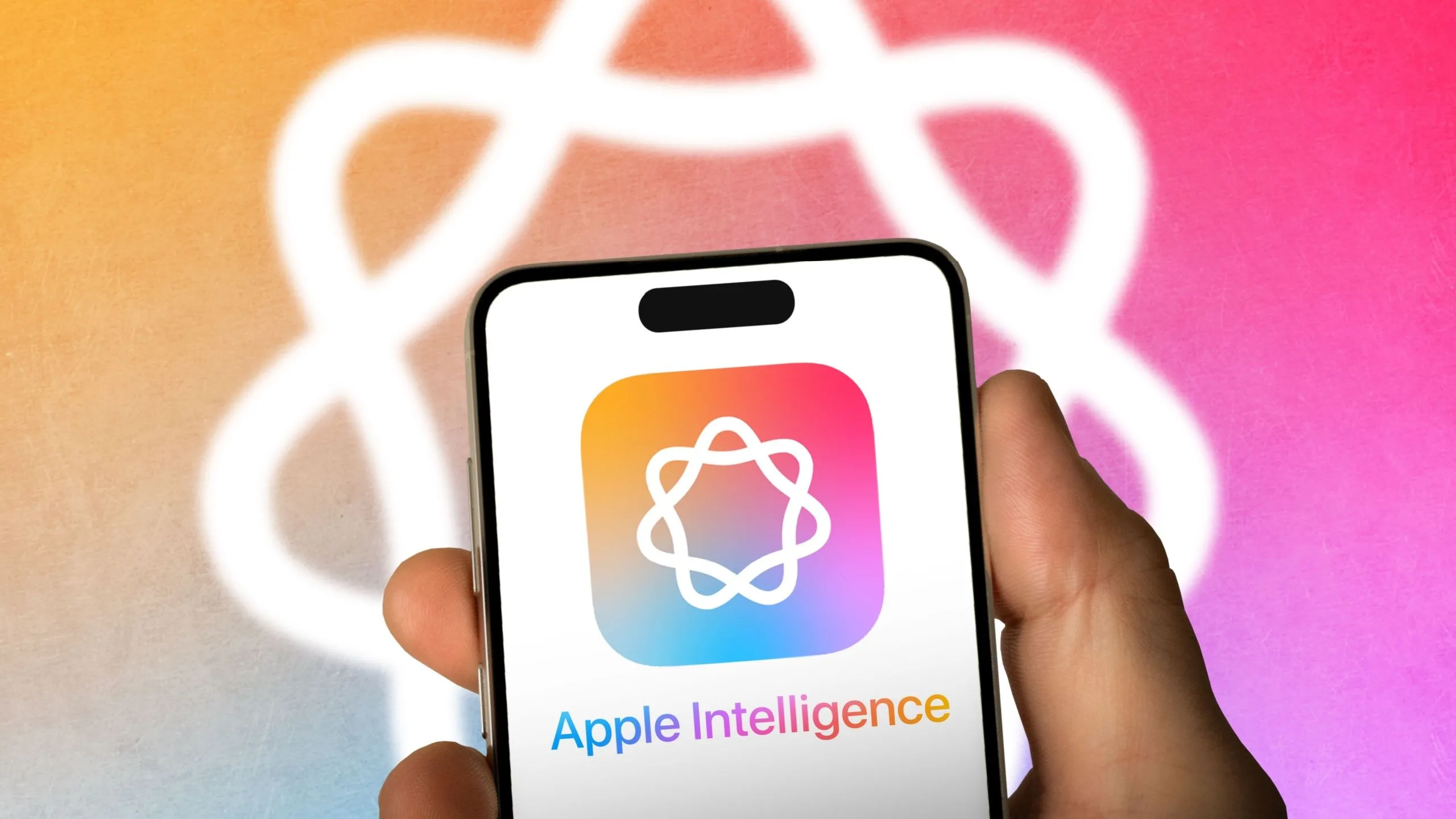 Biểu tượng và tên Apple Intelligence hiển thị trên màn hình điện thoại iPhone, minh họa cho tính năng AI đang gây tranh cãi về mức tiêu thụ dung lượng.