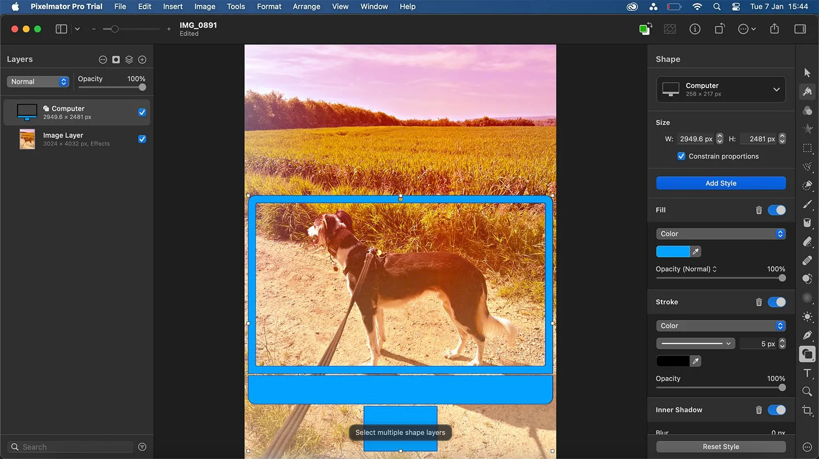 Các công cụ Shape Tool và hỗ trợ vector của Pixelmator Pro