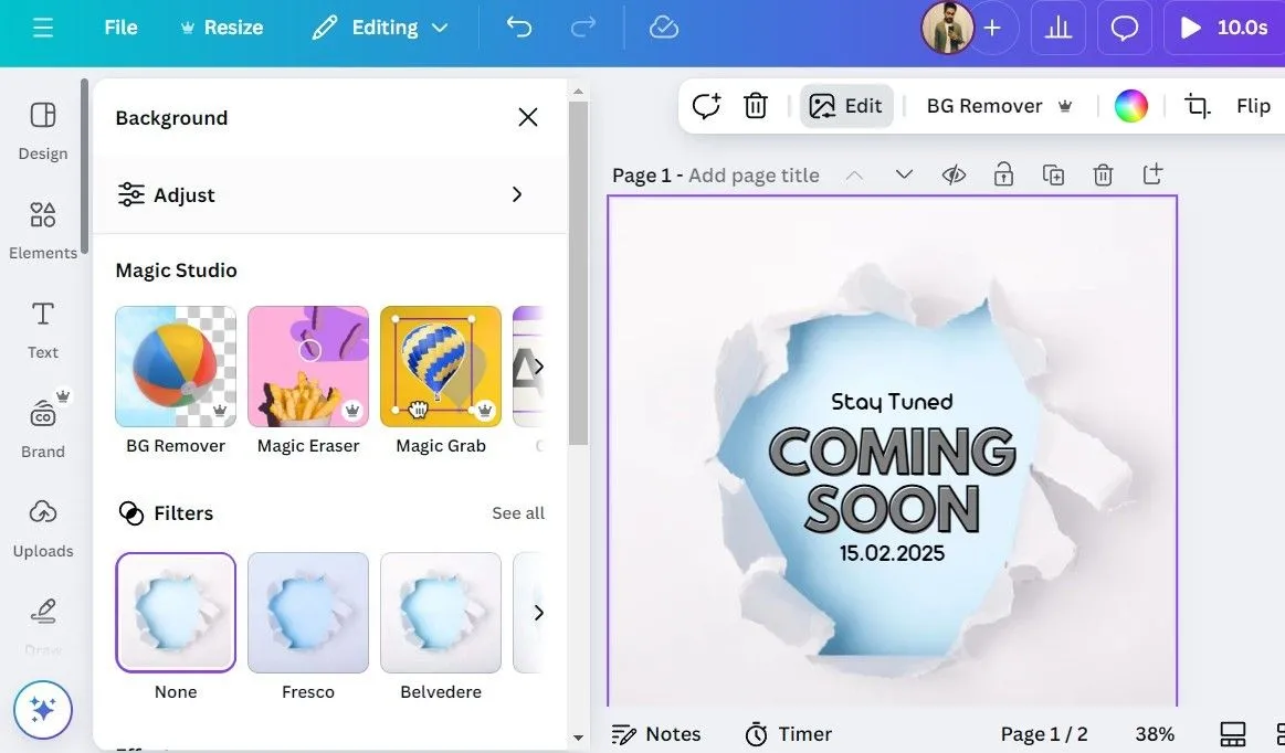 Các tùy chọn trong Magic Studio của Canva, bao gồm Magic Edit và các công cụ chỉnh sửa hình ảnh AI khác, giúp tối ưu hóa quy trình thiết kế.