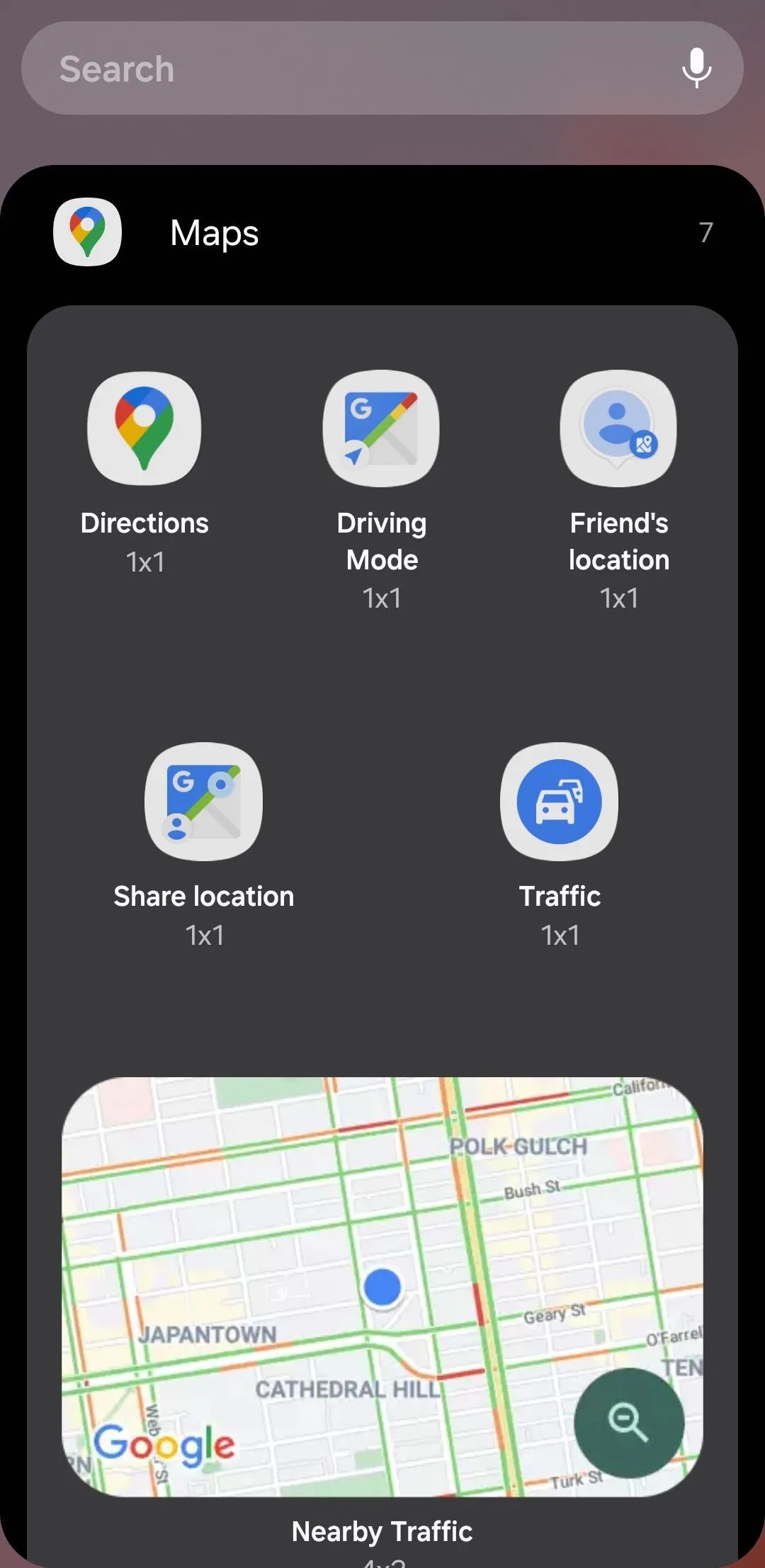 Các tùy chọn widget Google Maps trên Android
