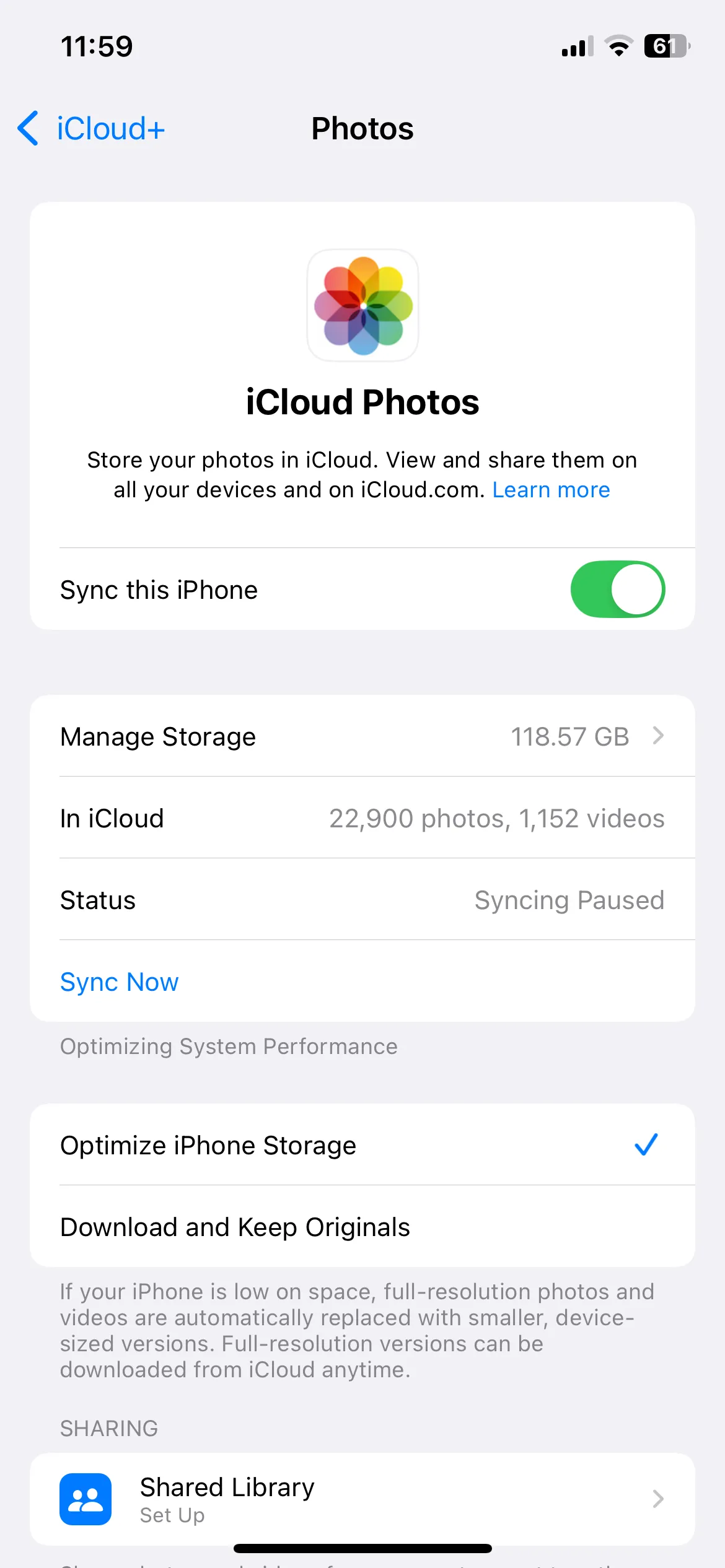Cài đặt Ảnh iCloud và tùy chọn Tối ưu hóa dung lượng iPhone