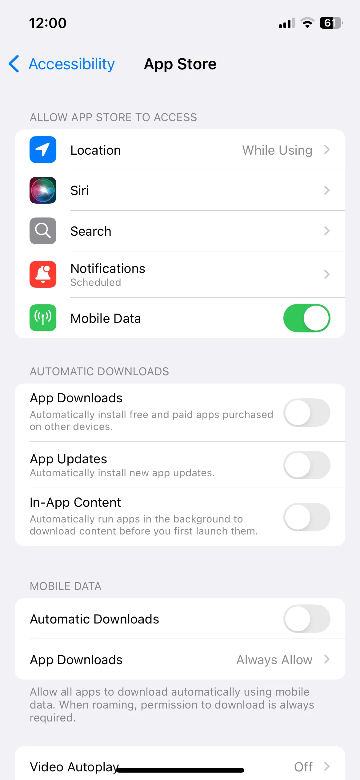 Cài đặt App Store trên iPhone để tắt tải ứng dụng tự động