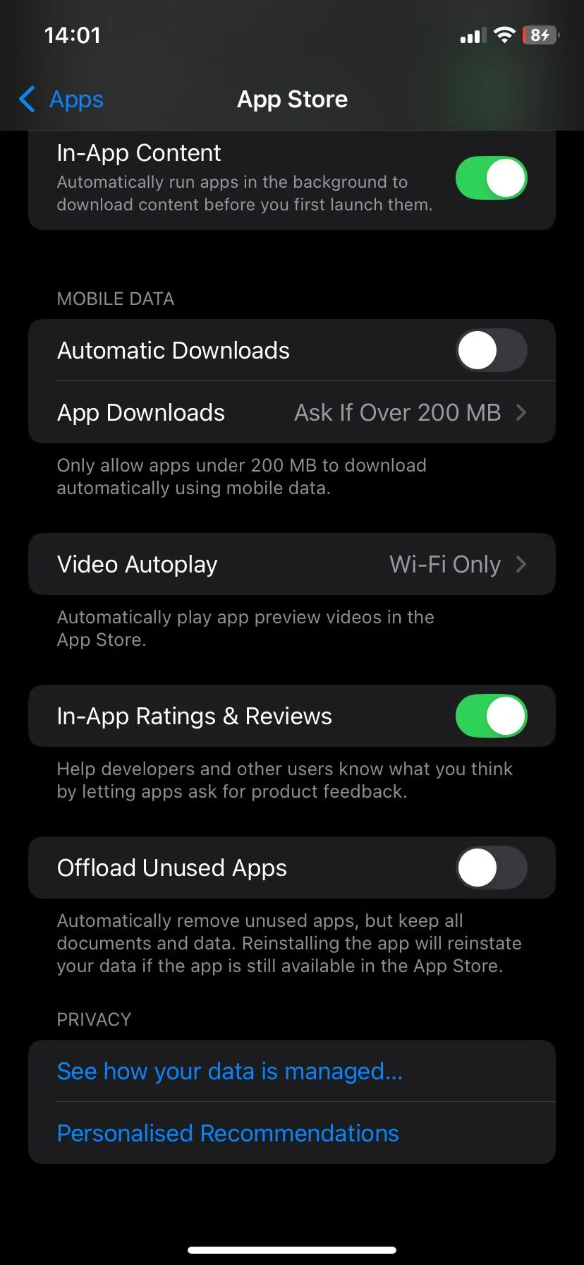 Cài đặt App Store trên iPhone với tùy chọn Offload Unused Apps