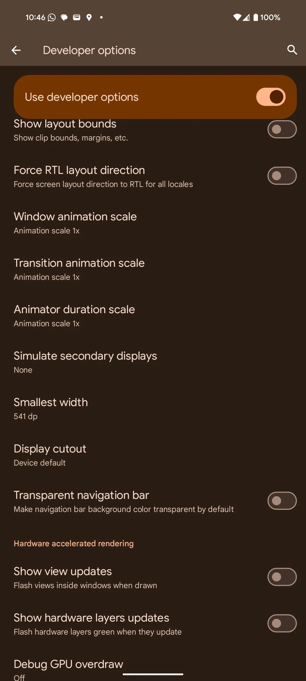 Cài đặt 'Chiều rộng nhỏ nhất' (Smallest width) trong tùy chọn nhà phát triển Android, giúp điều chỉnh mật độ hiển thị thông tin trên màn hình.