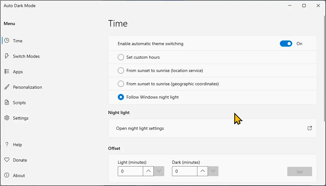 Cài đặt giao diện Auto Dark Mode trên Windows 11 để tự động chuyển chế độ sáng tối