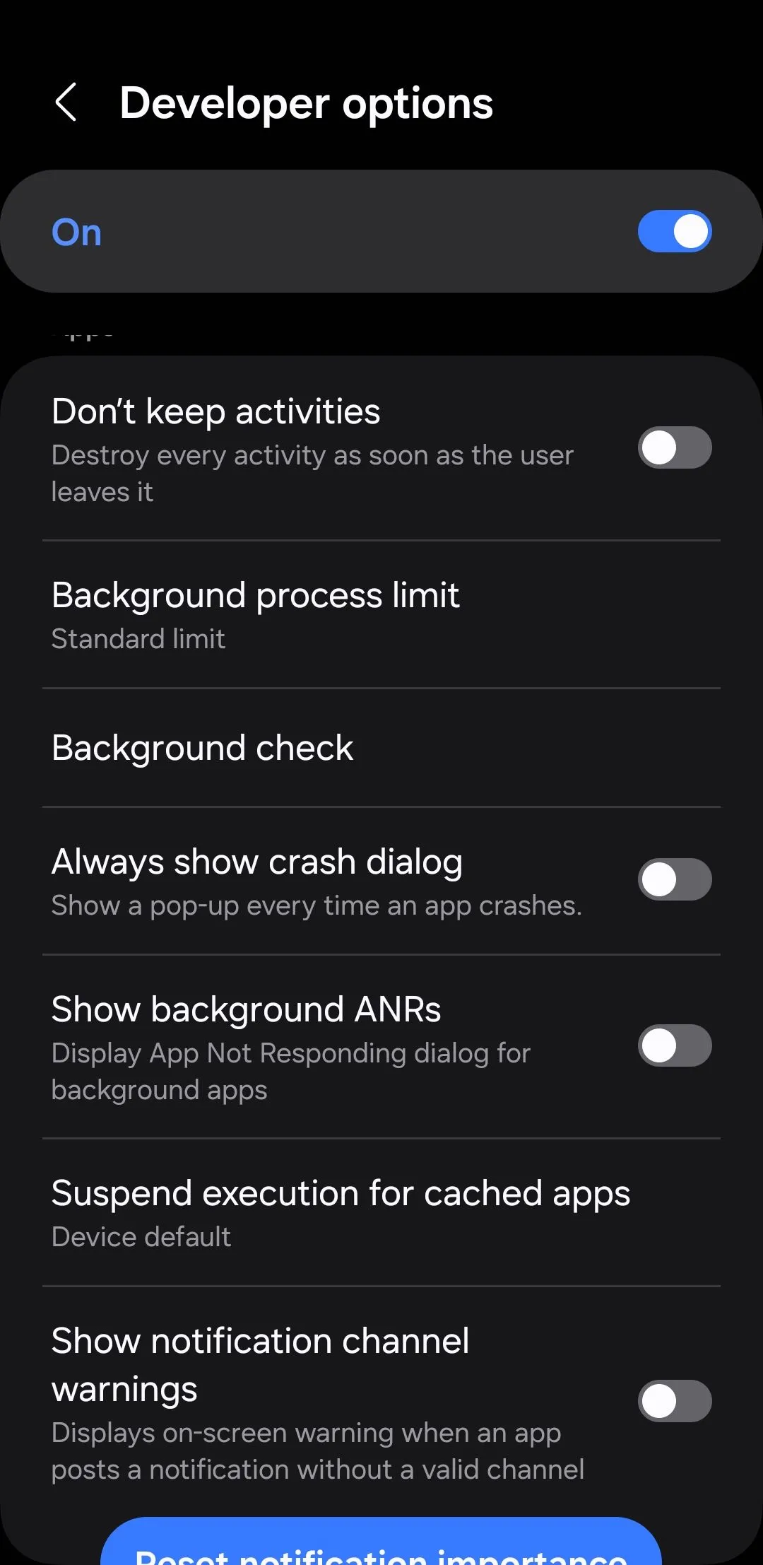 Cài đặt giới hạn tiến trình nền trên điện thoại Android
