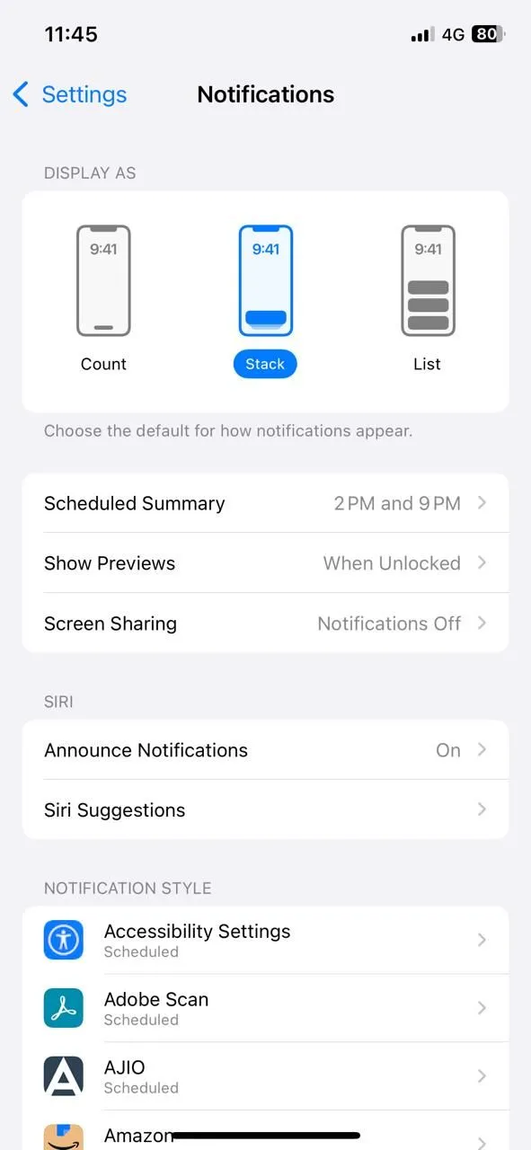 Cài đặt thông báo trên iPhone cho phép điều chỉnh bản xem trước