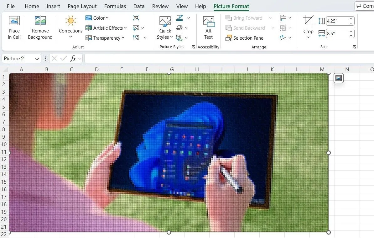 Chỉnh sửa hình ảnh trong bảng tính Excel