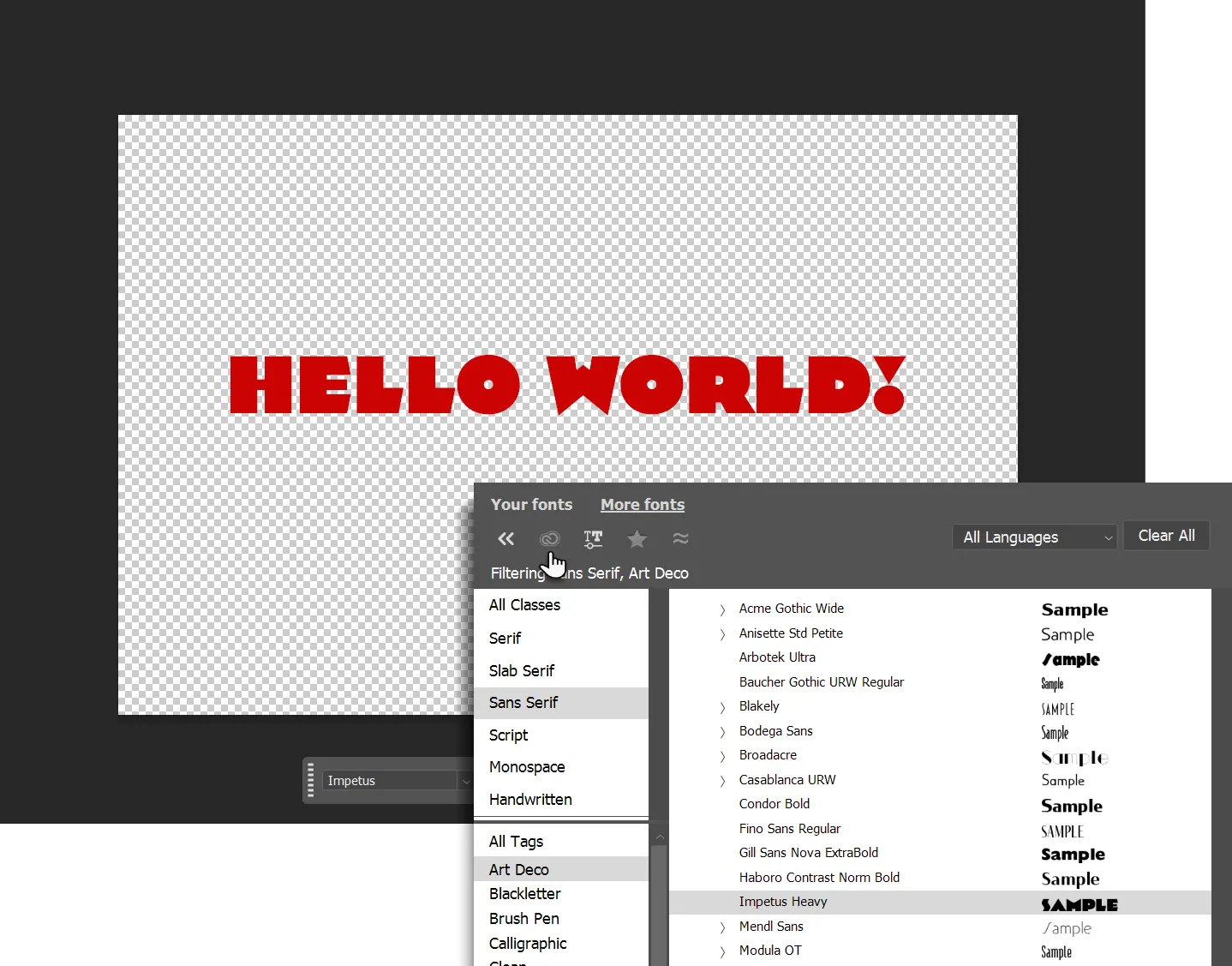 Chức năng xem trước font trực tiếp trong Trình duyệt Font của Photoshop