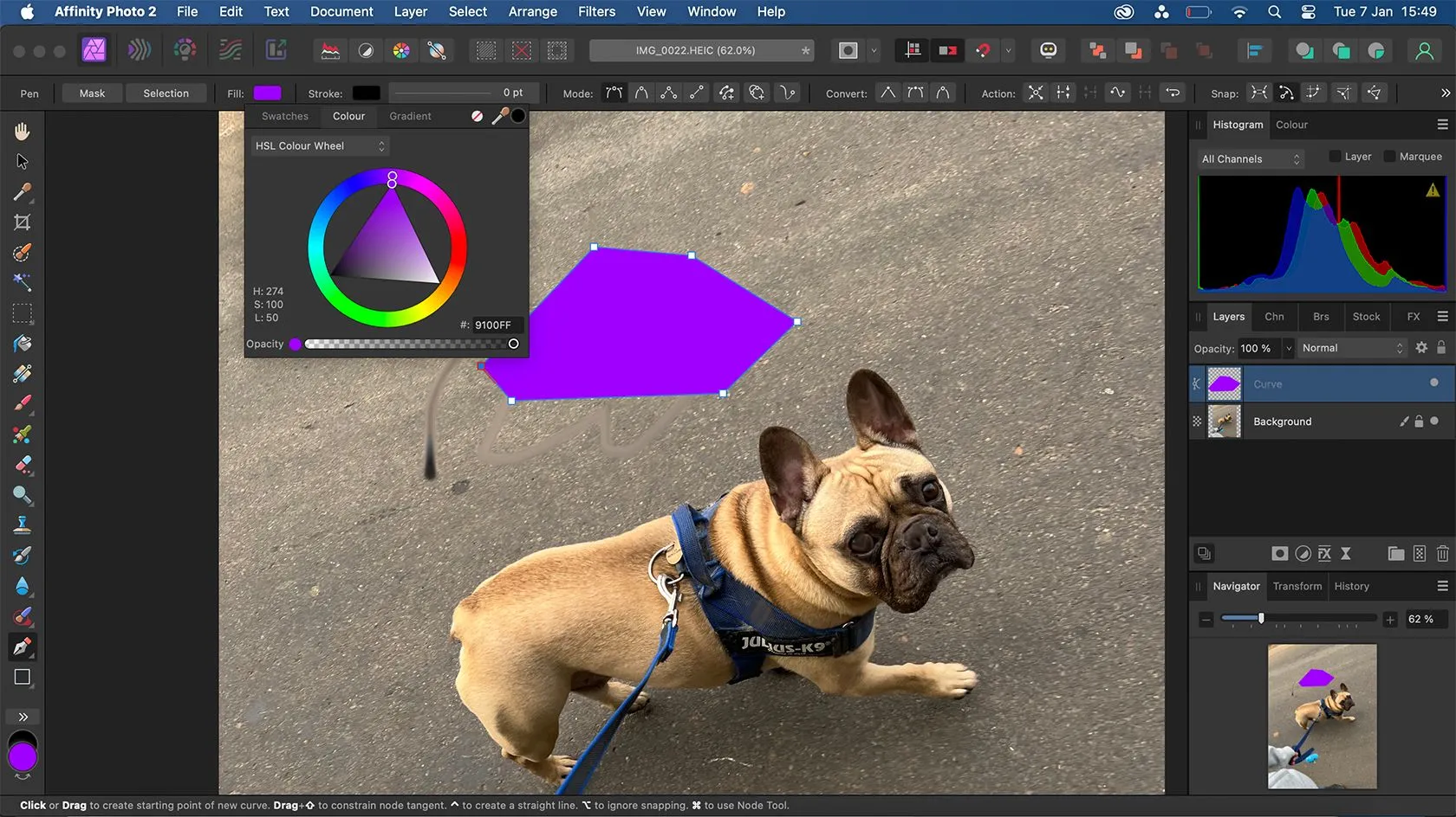 Công cụ Pen Tool trong Affinity Photo để vẽ và tạo hình vector cơ bản