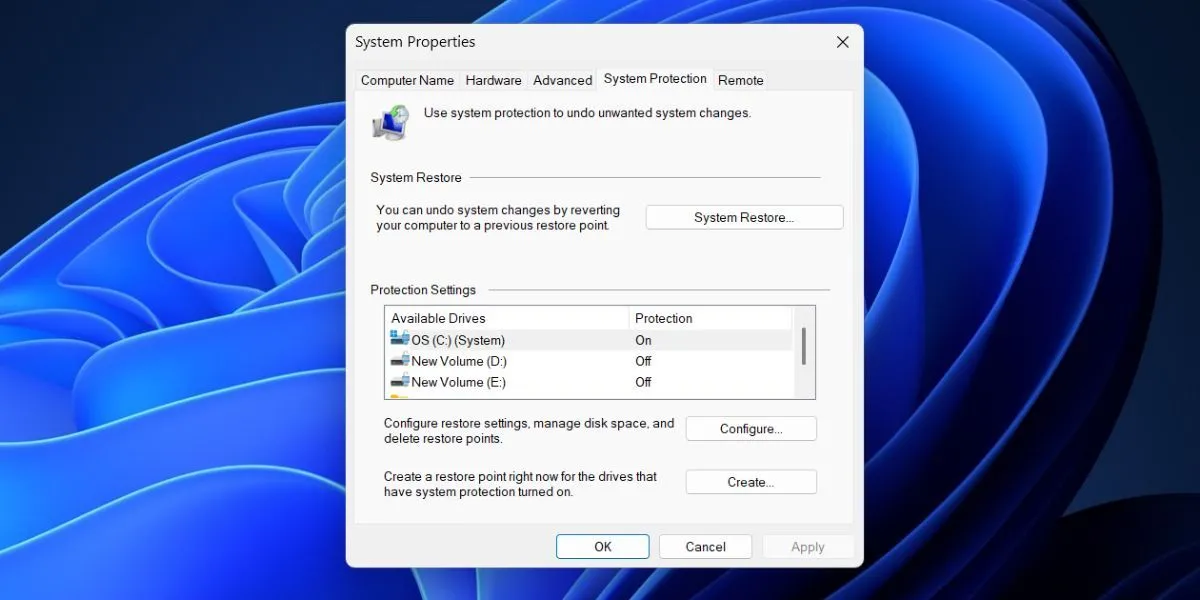 Cửa sổ Khôi phục Hệ thống (System Restore) để chọn điểm khôi phục và sửa lỗi Start menu