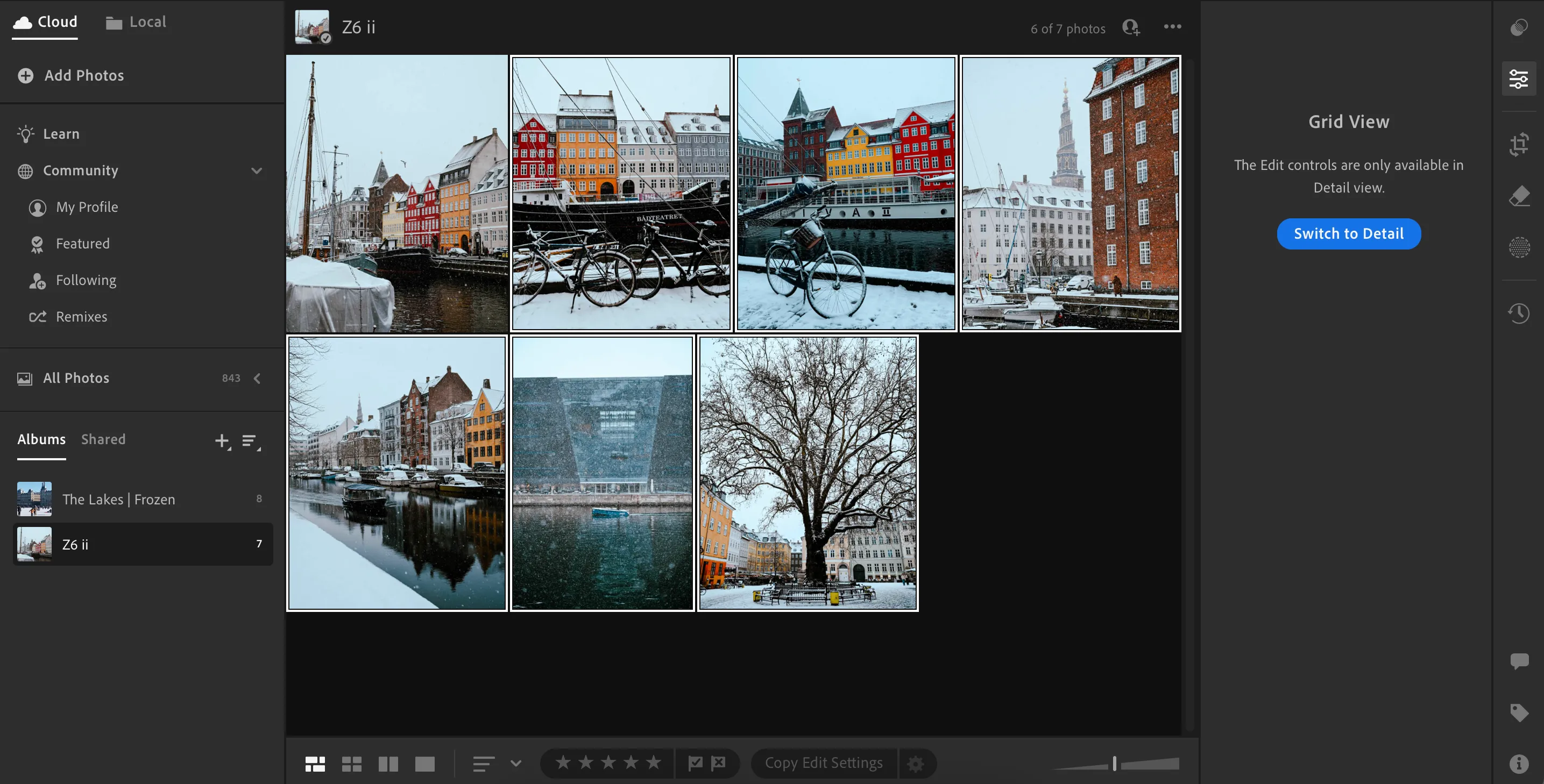 Cửa sổ tạo album mới trong Adobe Lightroom, hiển thị tùy chọn thêm ảnh vào album