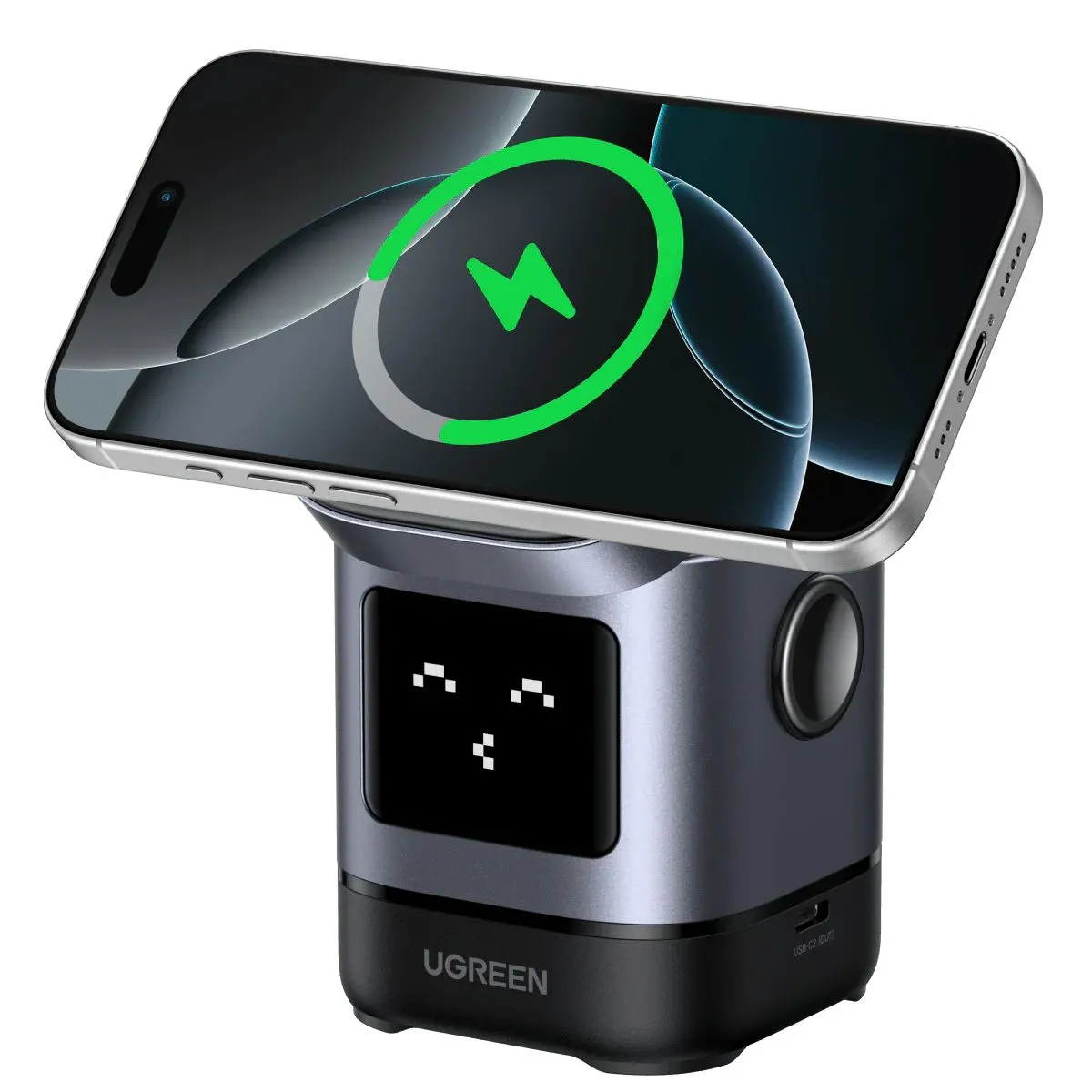 Đế sạc không dây từ tính Ugreen Uno 2-in-1 công suất 15W cho iPhone và AirPods