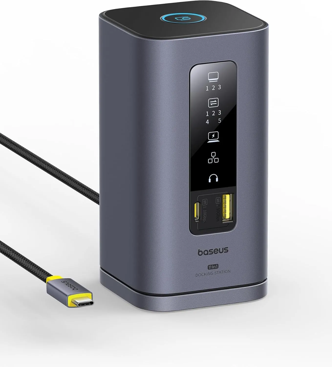 Docking station Baseus Spacemate 11-in-1 nhìn từ phía trước, tổng quan thiết kế nhỏ gọn