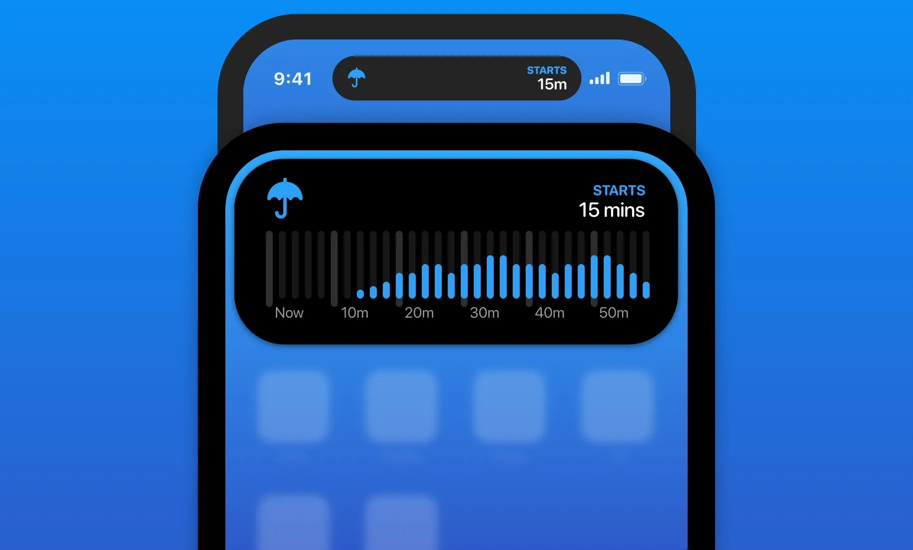Dự báo thời tiết Carrot Weather hiển thị trên Dynamic Island
