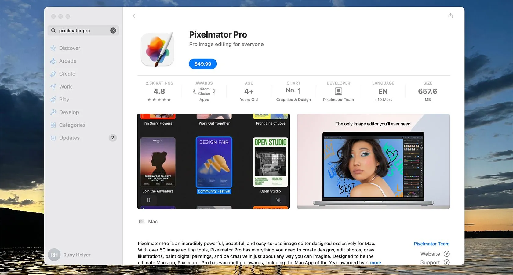 Giá Pixelmator Pro trên App Store, chỉ mua một lần