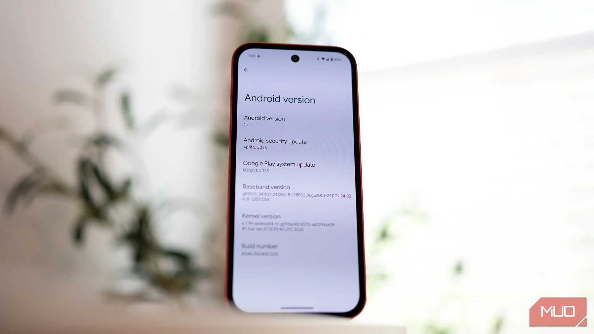 Giao diện cài đặt phiên bản Android trên Google Pixel 9a, minh chứng cho việc nhận cập nhật sớm và dài hạn.