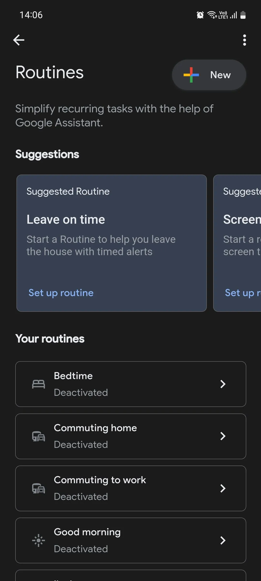 Giao diện chính để tạo và quản lý Thói quen Google Assistant (Google Assistant Routines)