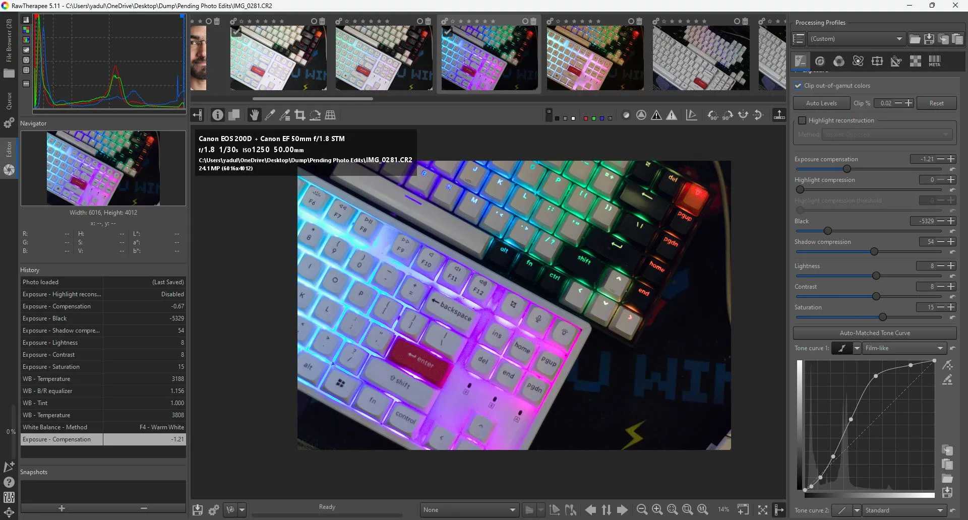 Giao diện chính RawTherapee đơn giản nhưng mạnh mẽ, là giải pháp thay thế Lightroom miễn phí